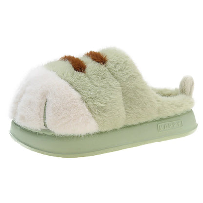 3D Cat Paw Slippers Warm Slip-on House Shoes Comfortable Furry Paw Couple Slippers Cute Paw Slippers for Autumn Winter for Home
