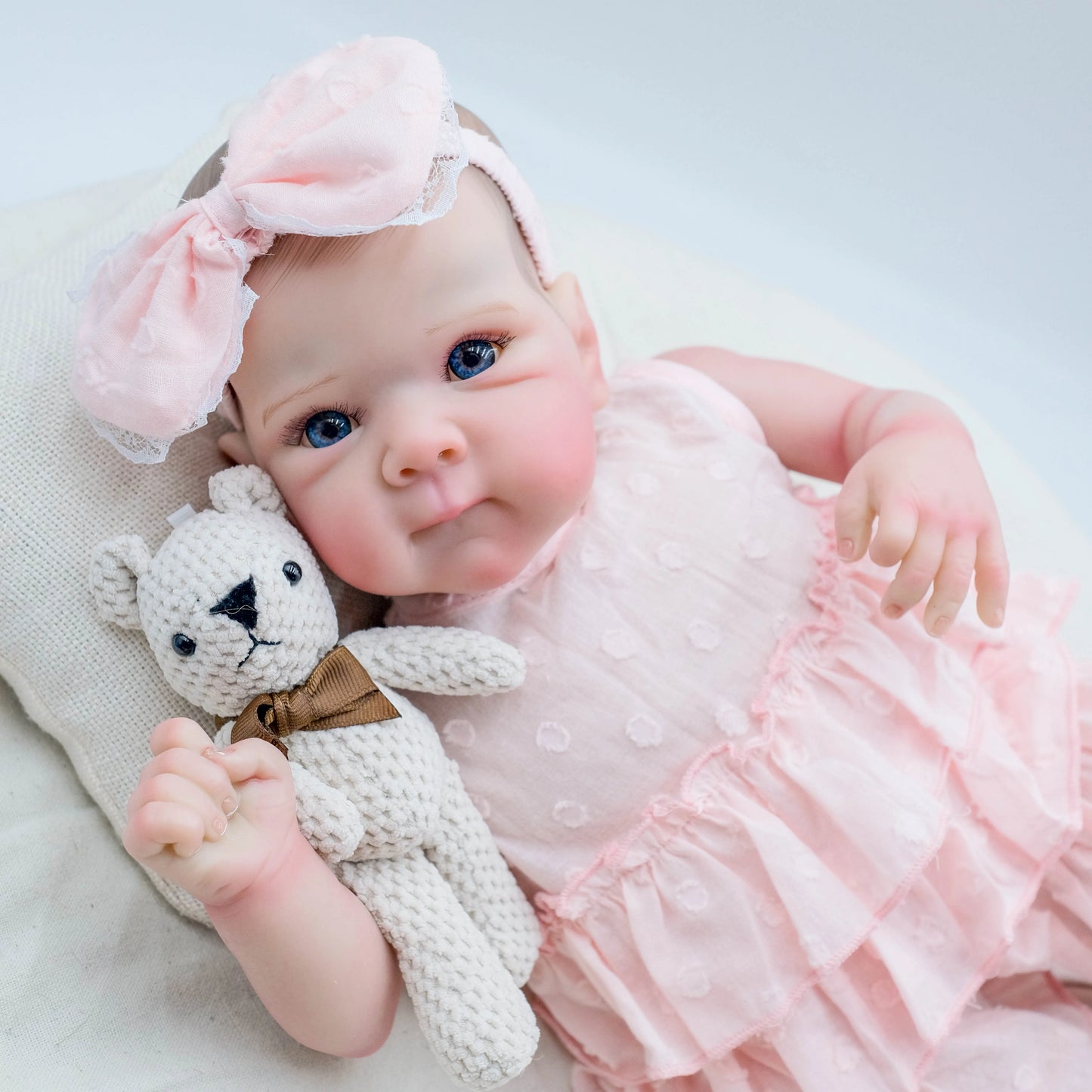 1pc 18-inch Reborn  Bettie Doll, pink, vinyl, with soft touch, handcrafted, including veins and authentic details rooted