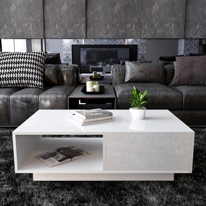 Modern High Gloss Rectangular Coffee Table Tea Table Storage Living Room Living Room Table Coffee Table Rectangular Coffee Table