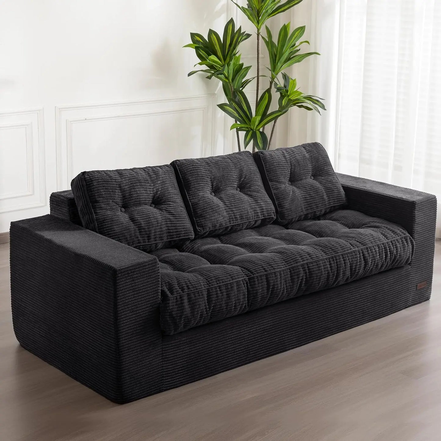 3 Seater Couch for Living Room, Boneless Couch with Tufted Cushion & Backrest, Upholstered Floor Sofa, Sofa in A, Customized