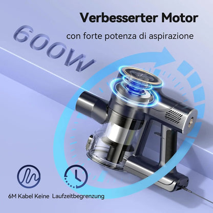 YISORA Corded Vacuum Cleaner, 600W 23KPa Stick Vacuum, Free-Stand 6 in 1 Handheld Vacuum Cleaner for Hard Floor Carpet