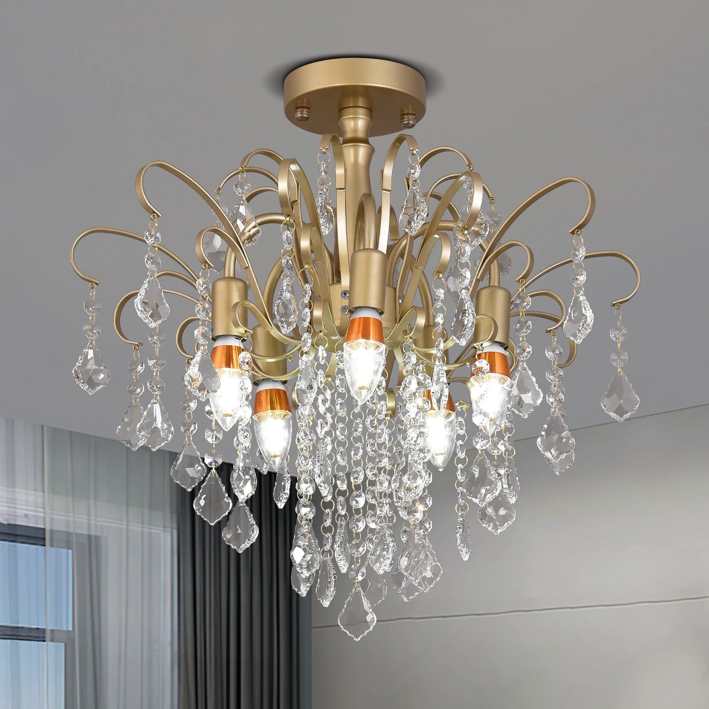 VETRULUS Luxury Crystal Pendant Ceiling Lamp Home Decoration Living Room Bedroom Chandelier Ceiling Light Modern Lighting
