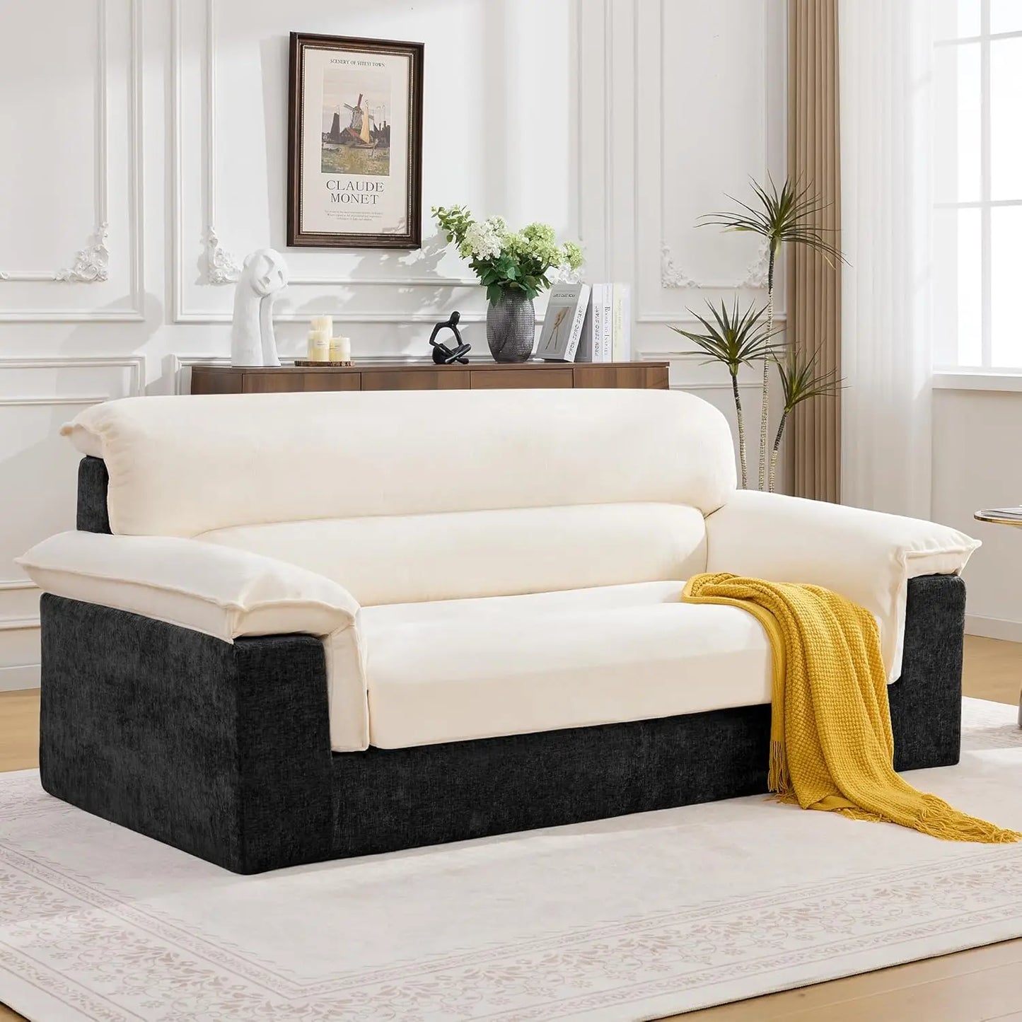 80'' Boneless Loveseat Sofa, Oversized Cloud Deep Seat Couch, Upholstered Chenille Memory Foam Love seat Sofa for, Customized
