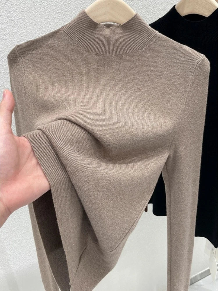 AOSSVIAO Women Autumn Winter 2025 Fashion Turtleneck Jumpers Female Slim Fit Sweater Ladies Solid Color Knitted Soft Pullovers