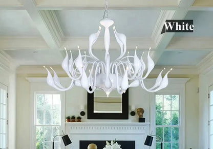 G4 LED Swan chandelier Lighting for Bedroom Foyer Chandelier lustre salon Black White Red gold