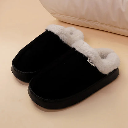 Winter Warm Plush Indoor Slippers for Women Men Non Slip Soft Sole Cotton Shoes Woman Cozy Thick Platform Fluffy House Slippers