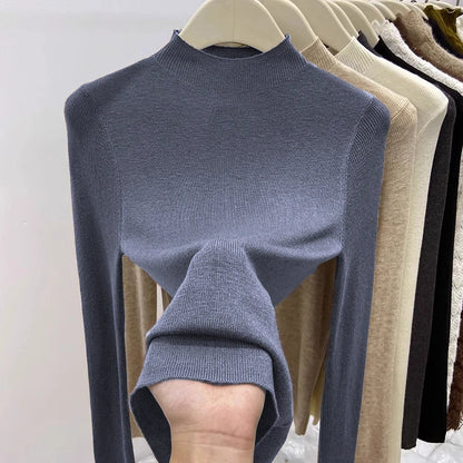 AOSSVIAO Autumn Winter 2025 Women New Turtleneck Sweater Female Slim Fit Warm Pullovers Ladies Solid Color Soft Knitted Tops
