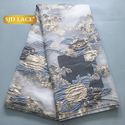 SJD LACA African Brocade Lace Fabrics 2025 High Quality Tulle Damask Nigerian Jacquard French Lace For Sewing Women Dresses 2485
