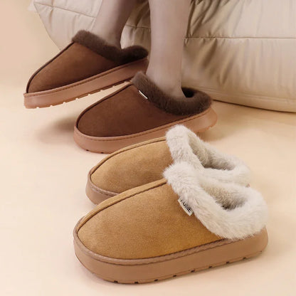 Winter Warm Plush Indoor Slippers for Women Men Non Slip Soft Sole Cotton Shoes Woman Cozy Thick Platform Fluffy House Slippers