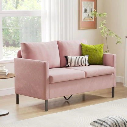 Modern Linen Fabric 2-Seater Mini Love Seat Sofa Couch 51" Width Customizable Small Living Room Upholstered Loveseat,Customized