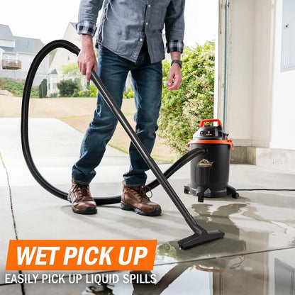 4 Gallon Wet/Dry Vacuum with Powerful Suction, Nozzles & Brush for Home and Workshop