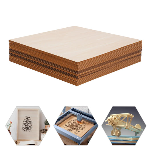 30PCS Board for Wood DIY Home Decor, Basswood Sheets, Rectangle Blank Wooden 3mm Thickness