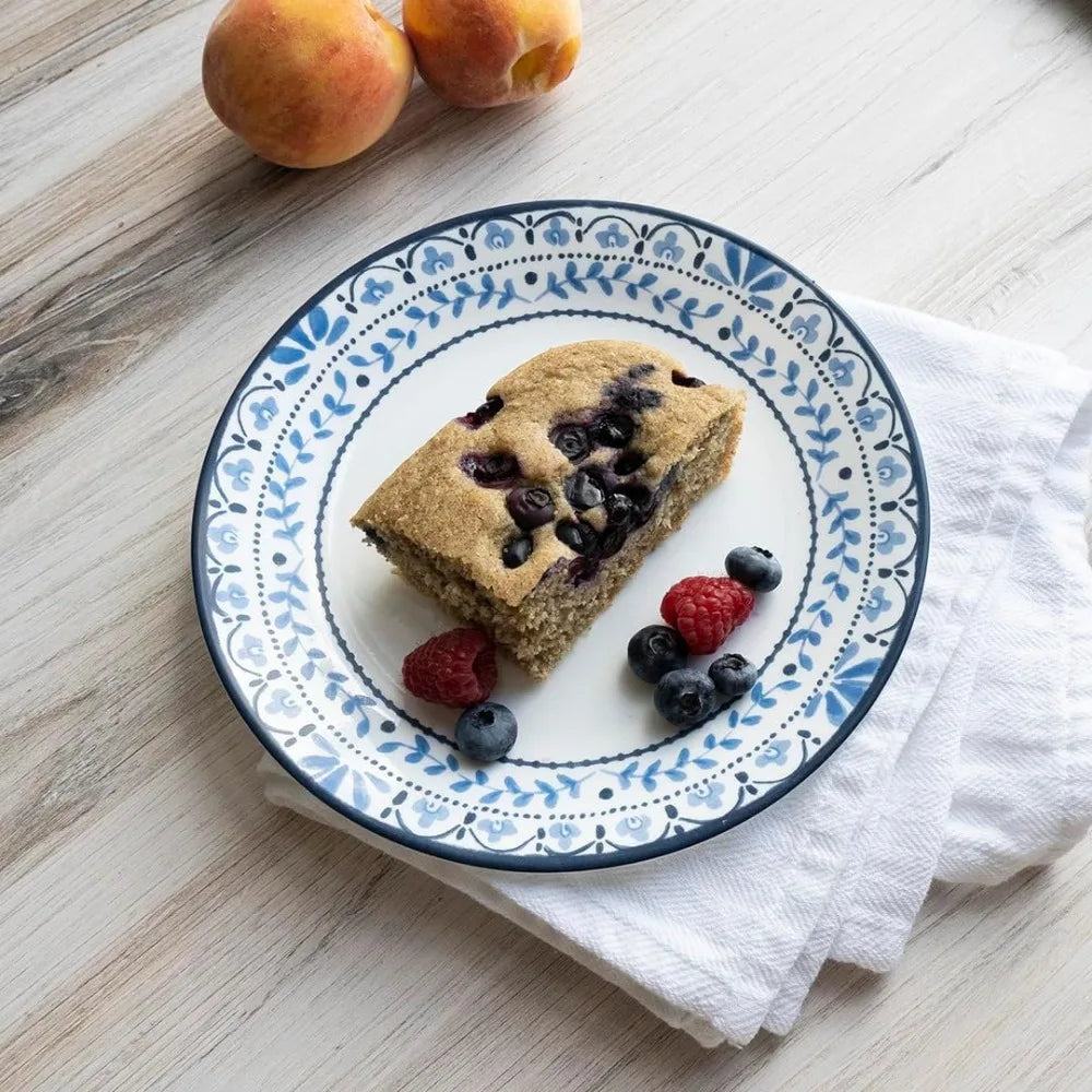 Corelle Vitrelle 6-Piece Dinner Plate Set: Triple Layer Glass, Chip-Resistant, Lightweight, Round Plates in Portofino Pattern