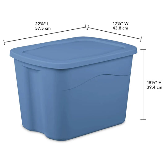 Sterilite 18 Gallon Plastic Storage Bin with Snap-on Lid, Light Blue, 8 Pack