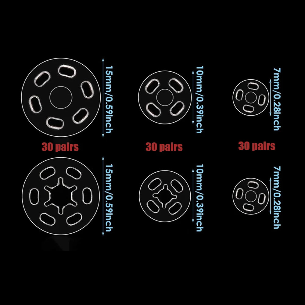 90Sets Plastic Sew-on Snap Buttons Invisible Snap Fasteners Buttons Round Clear Press Button for Sewing Clothing DIY Craft