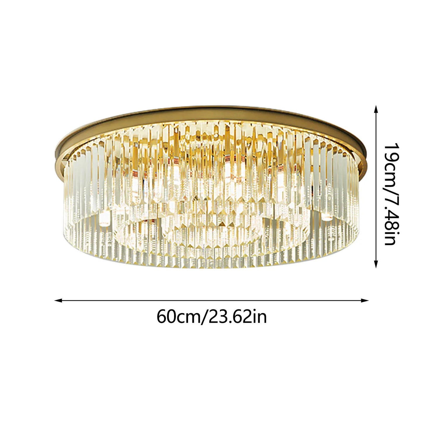 Modern Chandelier Crystal Light Fixture LED Hanging Flush Mount Ceiling Lamp Simple Home Decor Lighting 110-220V 60cm